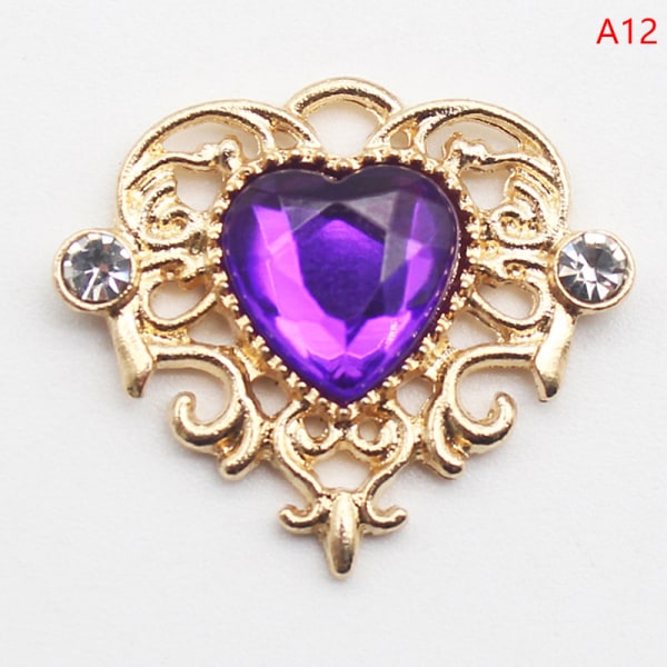 5 stk NYE 21*25 mm hjerte flad legering rhinsten knapper til tøj A3