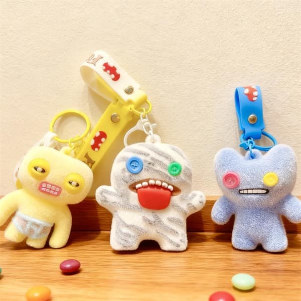 e Big Tooth Fuggler Ugly Monster s Flocked Keychain Pendant Bag A3