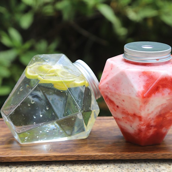500ml Transparent Diamantformet Flaske Kald Drikke Boble Te C 2