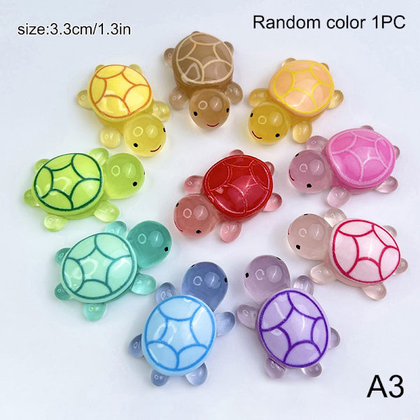 4 størrelser Mini Luminous Turtle Hjemmedekor Landskap Harpiks Håndverk A1