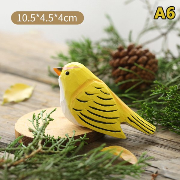 Puu Robin Bird Figurine Pieni Lintu Patsas Art Käsintehty veisto A6