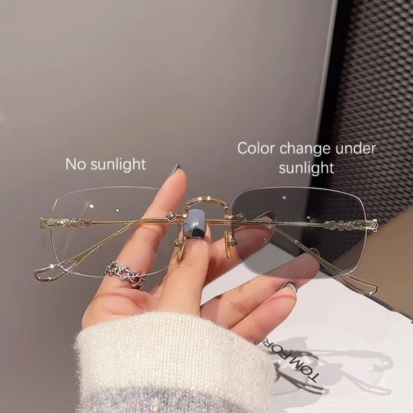 Photochromic Anti Radiation Rammeløse Briller For Kvinner Menn Rec Silver normal