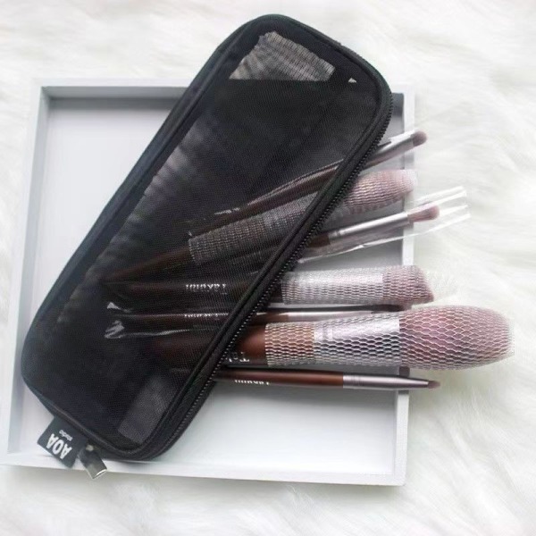 Makeup Brush Travel Case Kosmetisk toilettaske Organizer Mesh K