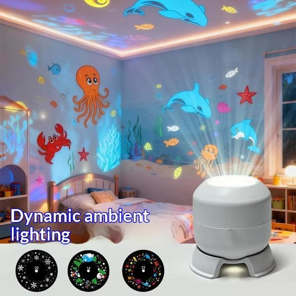 LED Ocean Projektor Lys 360° Roterende Dynamisk Natlys USB A7