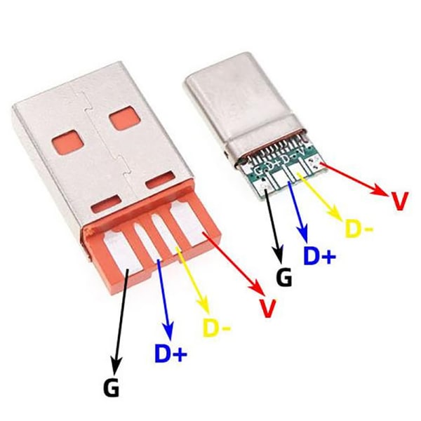 Snabbladdning Typ-C USB 5A hankontaktsvetsning med USB OTG D A1