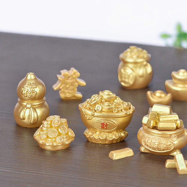 Feng Shui Auspicious Fa Cai Penger Tre Gullbar Bag Lykkelig For A19