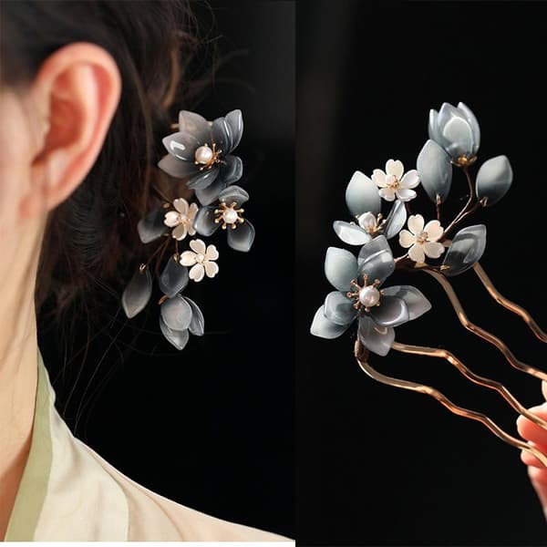 1 stk. kul jadeorkidéblomst hårnål for kvinner, stilblomst hår A7