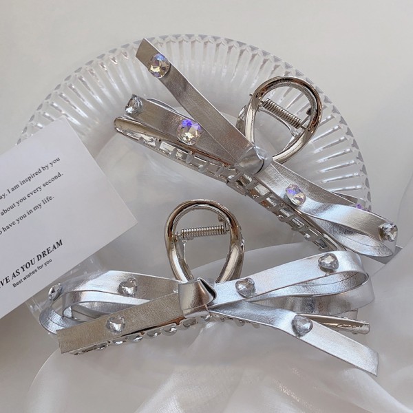 2024 Metal Claw Clip Bue Knot Metal Shark Clip Sølv hårklo A