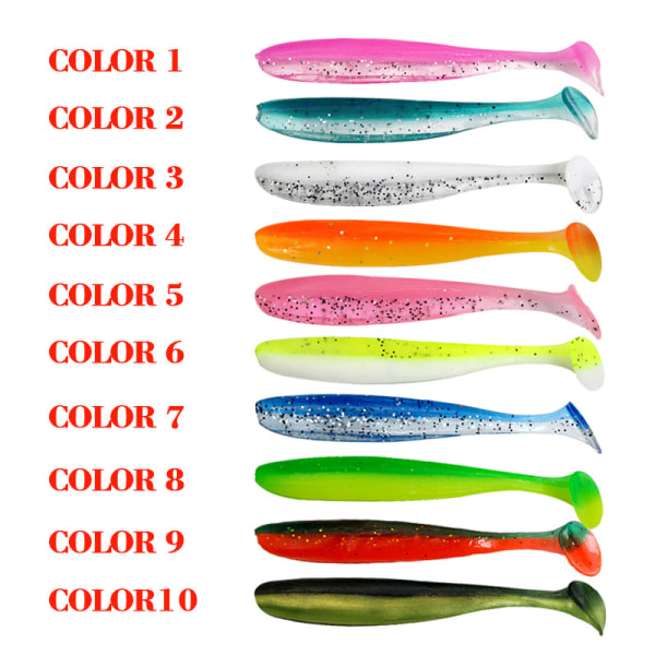 10 STK Dual Color T-Tail 6cm Road Runner Lure Soft Agn Myk Wor 9# 7cm