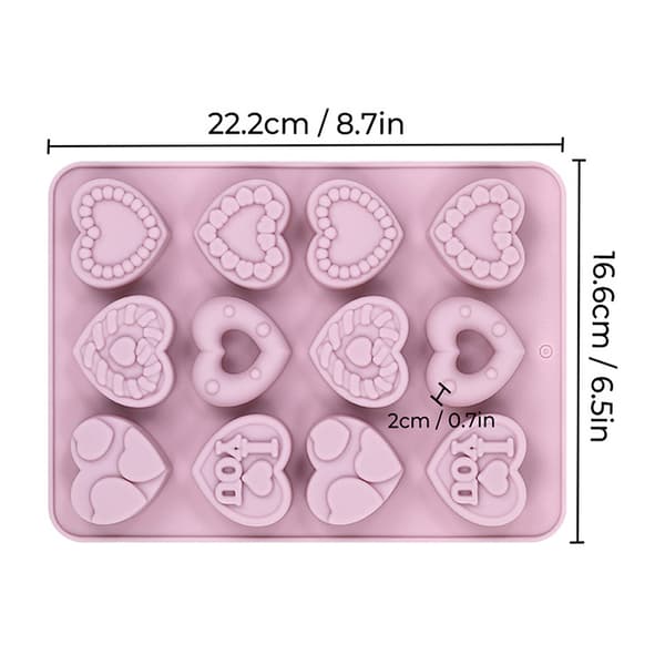 Hjerteformet silikonform 3D silikon bakeform for fondant S A1