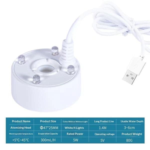 5V USB Tåkeprodusent Tåkefukter Vannfontene Fisketank Pon A1