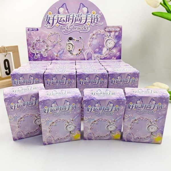 24-pack Lucky Armband Blind Boxes med pärlor i Kawaii-design, presenter purple