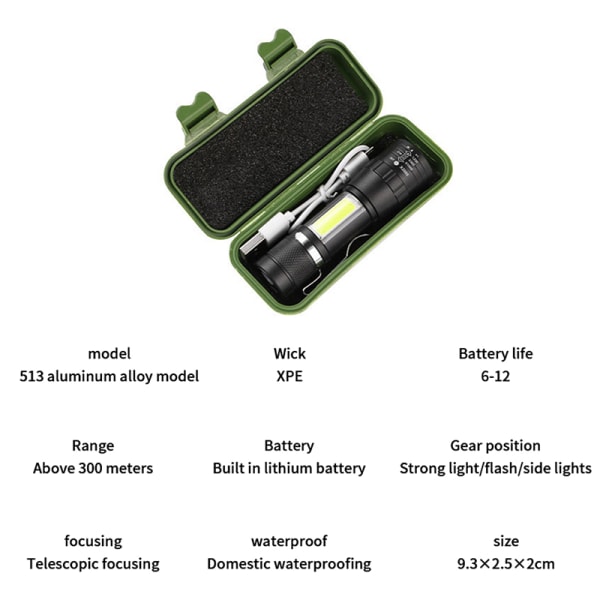 Mini Torch lommelykt Bærbar USB ladebank lommelykt Cam