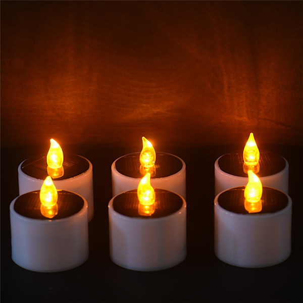 Gule solenergi LED-stearinlys Flammefri elektronisk solenergi LED T
