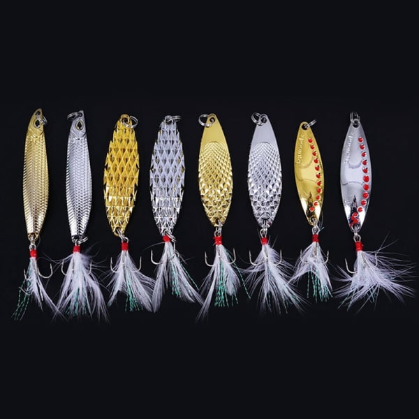 Luya Långräckt Paljettbete 3-20G Med Krokfjäder Cocker Mou silvery Fish pattern sequins 7g