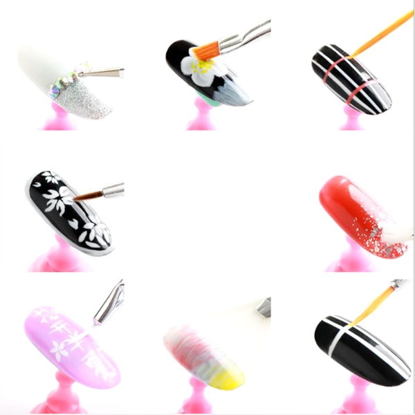 15 stk/sett Nail Manicure Gel Brush For Nail Art Ombre Brush Black