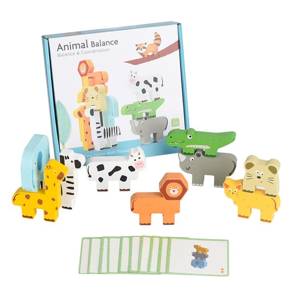 Stabledyr i tre Stableblokk Spill Formtilpasning Puslespill Balanse Multicolor