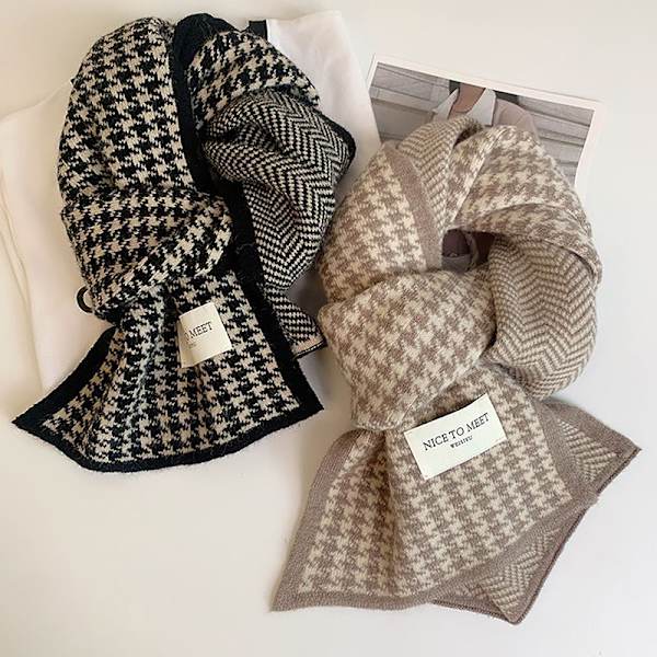 Kvinnors Thousand Bird Checker Stickad Scarf för höst och vint A2