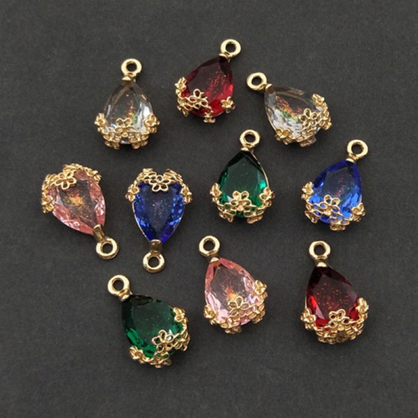 5 STK 13*20 mm Crystal Charms Pendant Rhinestone DIY smykker Maki A6