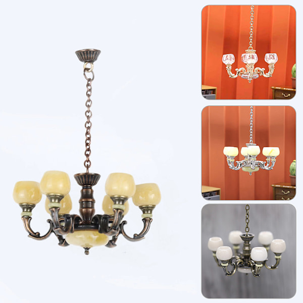 1:12 Dockhus Miniatyr Ljuskrona Light Taklampa Light Fu C
