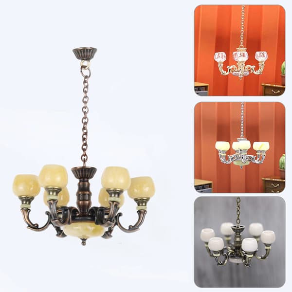 1:12 Dukkehus Miniatyr Lysekrone Light Taklampe Light Fu A
