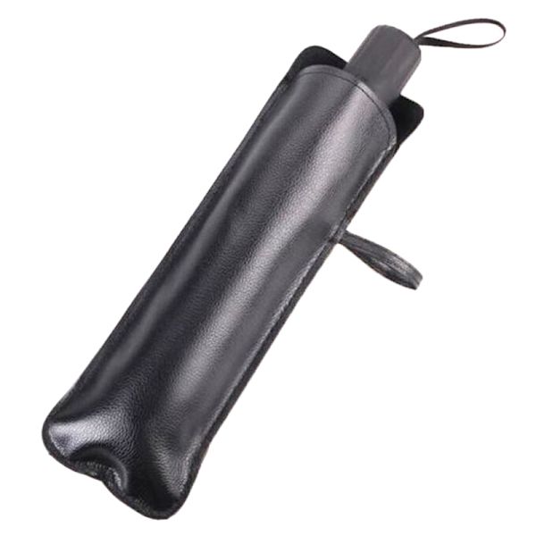 Svart PU-läder paraplyfodral bärbar vattentät paraply 1PCS