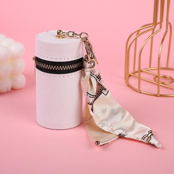 Mini Retro PU Läder Läppstiftsfodral Med Dekorativ Silkeshalsduk A1