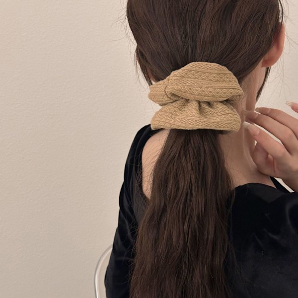 Muoti neulottu villa Scrunchie elastinen hiusköysi hiustarvikkeet Light brown