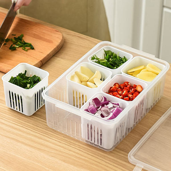 6 Grids Frukt Förvaringsbox Fack Kylskåp Frys Org