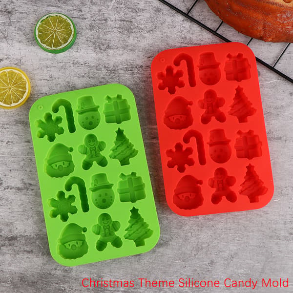 Juletema Silikone Candy Form Chokolade Cookie Bagning også Green