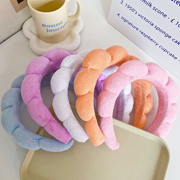 Flanellikanka Puffy Hair Hoop Makeup Bubble Terry Cloth Black