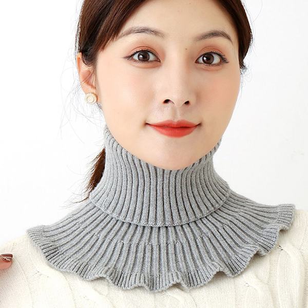 Kvinner strikket krage skjerf Varm Turtleneck Neck Warmer Detacha Gray