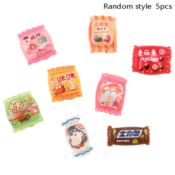 5 stk Simulering Candy Chocolate Resin Charms Flatback Cabochon