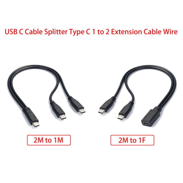 USB C-kabeldelare Typ C 1 till 2 förlängningskabel för PC A