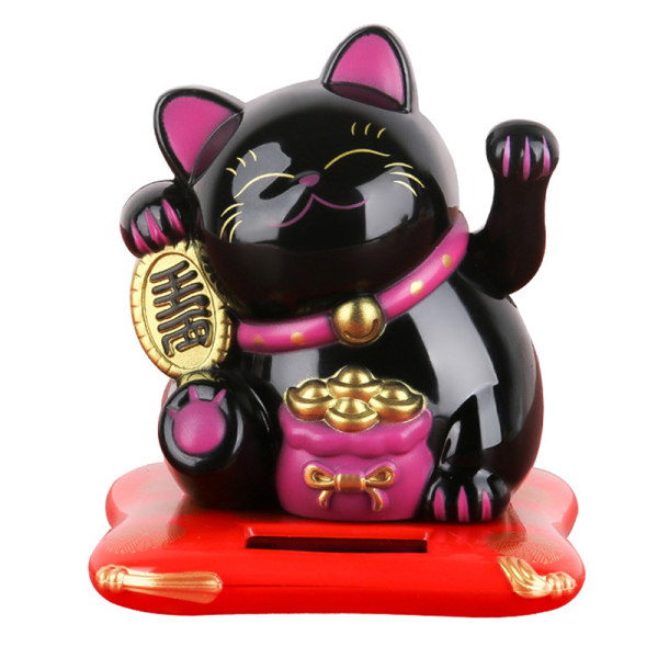 Solar Lucky Cat Bil dekoration kage bagning nytår ornamenter black
