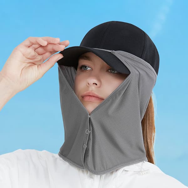 Snabbtorkande cap Face Neck Cap UV-skydd Black