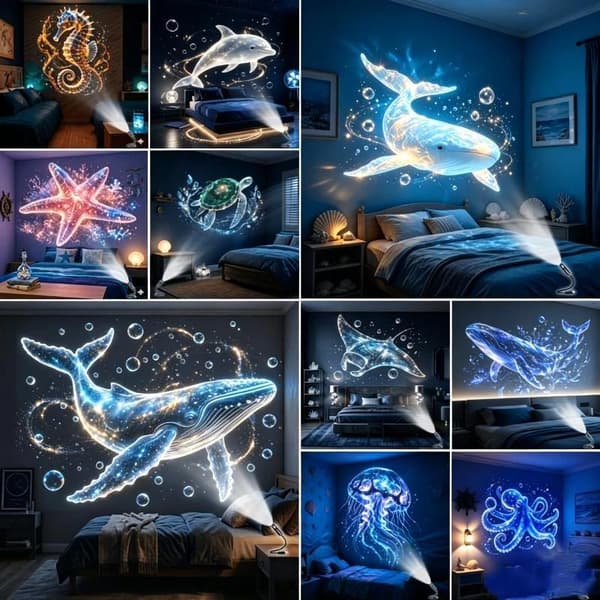 1Set Ocean USB-projektor Nattlampa Hem Sovrum Tak Proje Onesize