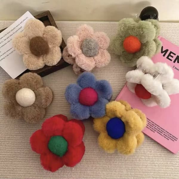 n Stil Plys Blomster Hårklør Mode Små Hårklemmer Søde A3