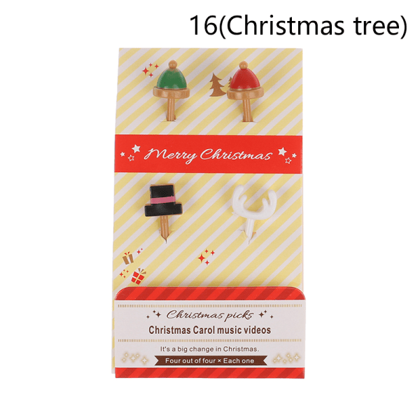 Muovinen hedelmähaarukka minisarjakuva lasten välipalakakku jälkiruoka Kuva 15(Christmas Hat)