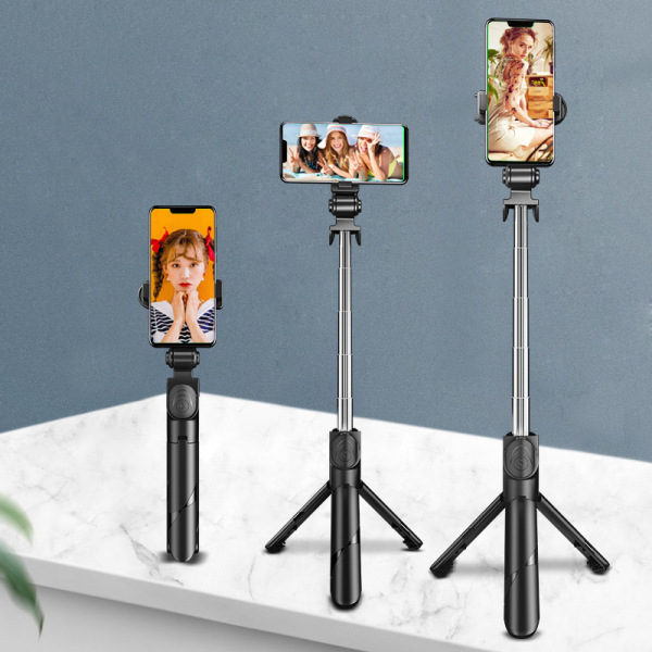Trådløs Selfie Stick-stativstativ med lys Bluetooth-fjernbetjening A2