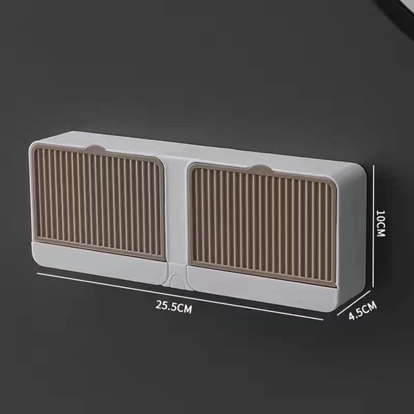 Väggmonterad fällbar dränerande tvålkopp med dammtätt lock Gray 1 grid