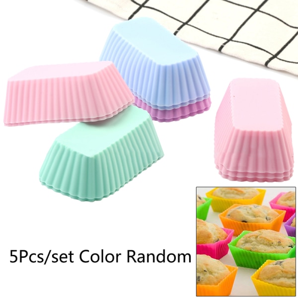 5 stk Silikonkakeformer Rektangulær Muffinskopp Kakebaking Mou Random-5pcs