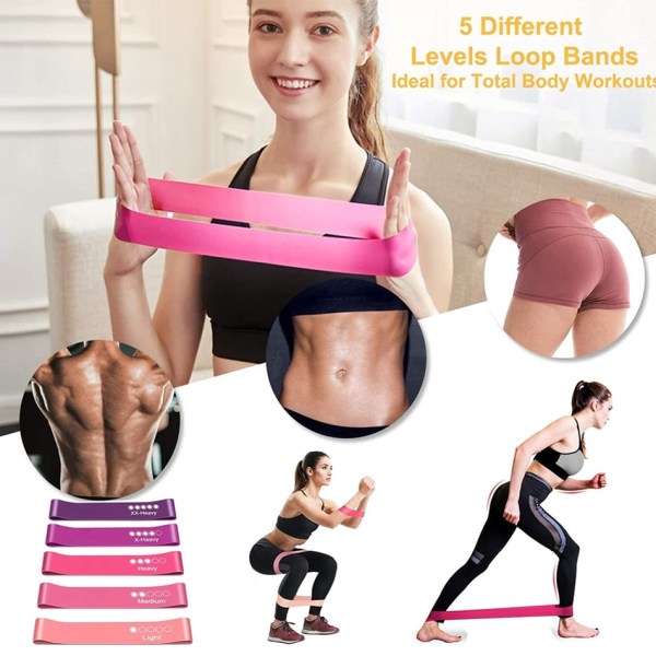 Elastiske modstandsbånd Yoga Træning Gym Fitness Gum Pull Up Rose Red 20