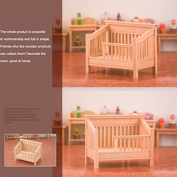 1:12 Dukkehus Miniatyrseng Babyseng Cradle Seng Møbler Hjem