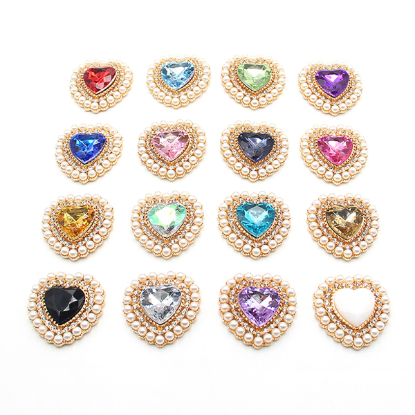 27*26mm Peach Heart Alloy Pearl Rhinestone Akryl Gift Box Clo A10