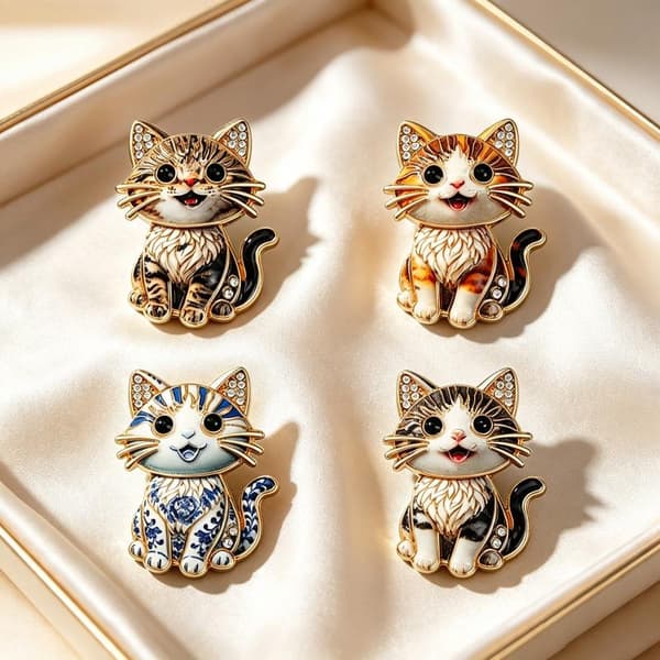 e Siddende Kat Brocher Til Kvinder Unisex Rhinestone Dejlig Kat A4
