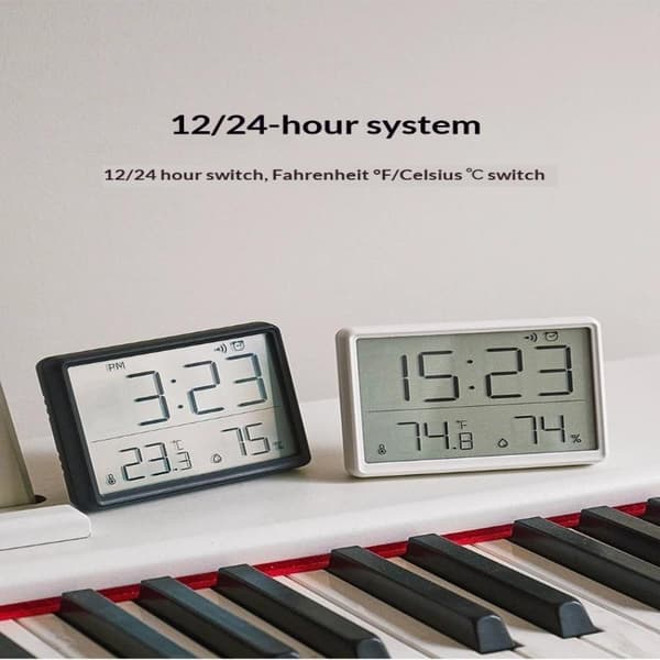 Ultratunn väckarklocka LCD digital temperatur- och luftfuktighetsklocka D A