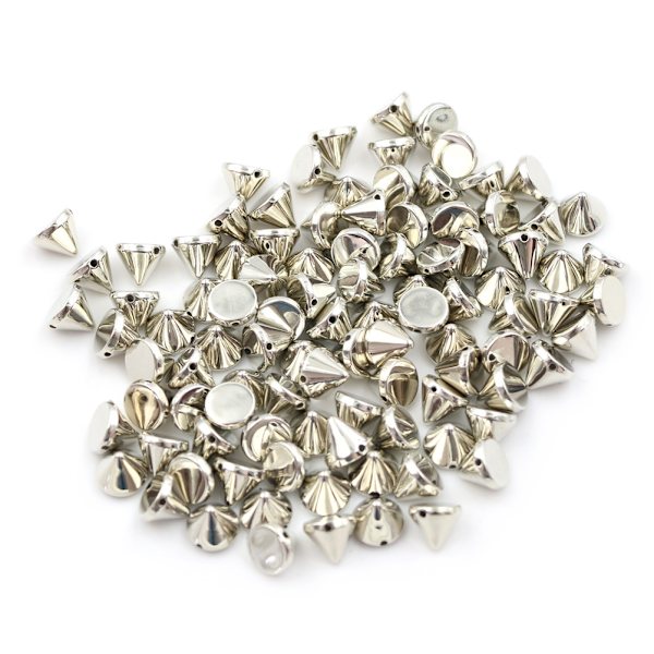 100 st 10 mm dubb Rund Spike Nit Craft Bag Läder DIY Silver