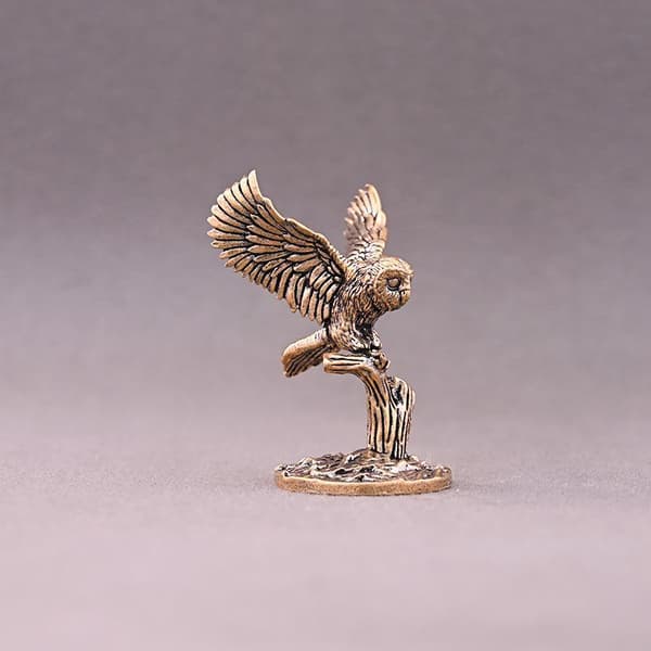 Antikke solide messingugle miniatyrfigurer retro kobberdyr