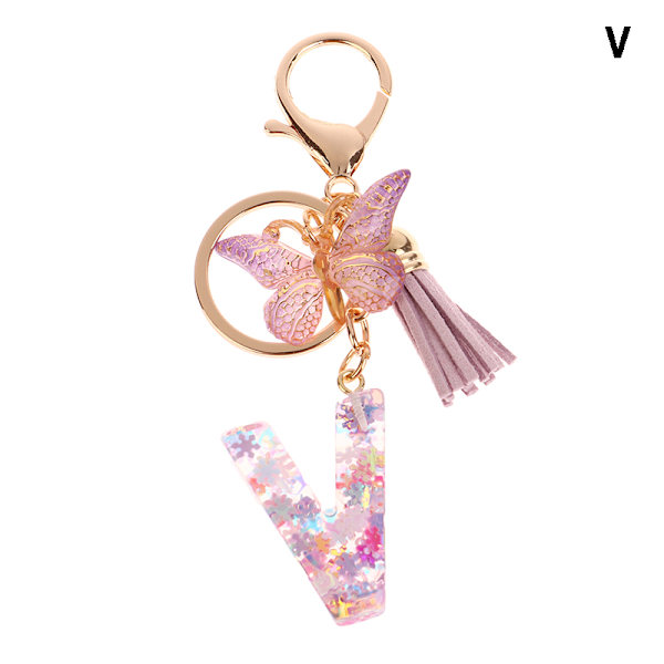 1 kpl A-Z Letters avaimenperä naisille Tupsu Butterfly Pendant Ini V